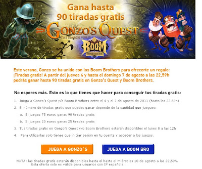 paf Gana hasta 90 tiradas gratis en Gonzo´s Quest y Boom Brothers desde el 4 al 7 de agosto 705x214gonzo_boombro_landing