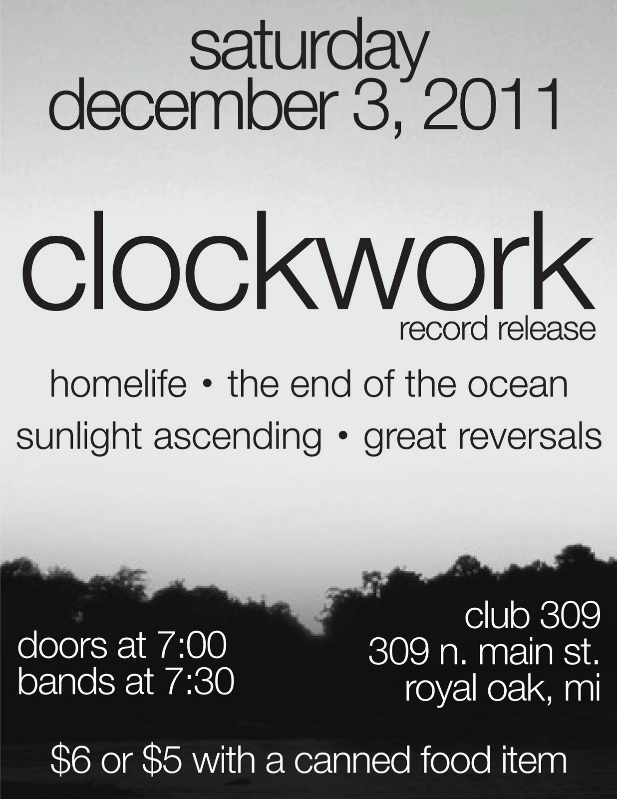 DECEMBER 3RD-CLOCKWORK (7" RELEASE SHOW) W/HOMELIFE, GREAT REV, SUNLIGHT ASCENDING, THE END OF THE OCEAN @ GENESIS IN ROYAL OAK  Clockwork%2Brelease