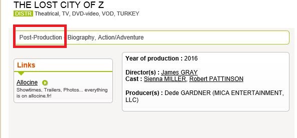 27 Octubre - "The Lost City Of Z" aparece en Post-Producción!!! CSTpzaoWwAAjPiq