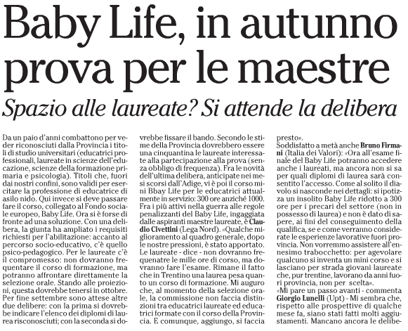 BABY LIFE EDIZIONE 2012 Cattura