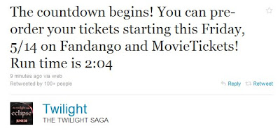 Twitter Oficial Twilight 'anuncia' Eclipse 'Fecha de Preventa y de la película Twitwitter