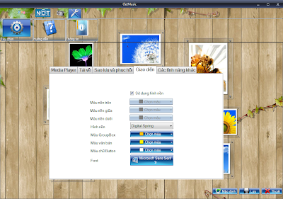  GetMusic phần mềm nghe nhạc và xem video trực tuyến từ Zing, NhacCuaTui, YouTube...! GmChangeBG