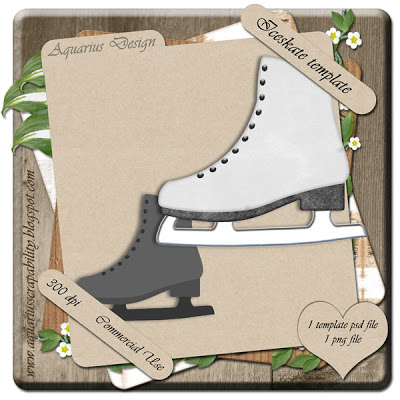 Ice Skate Template - By: Aquarius Scrapability Preview-AD-Iceskate