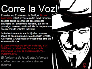 23/1/2009- Caracas: MEMORIA HISTORICA: Tomando la calle, retomando nuestro espacio+ Convocatoria Convocatoria