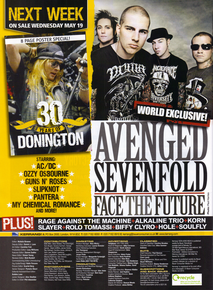 Avenged Sevenfold “World Exclusive” In Next Issue Of Kerrang! 21e6pl2