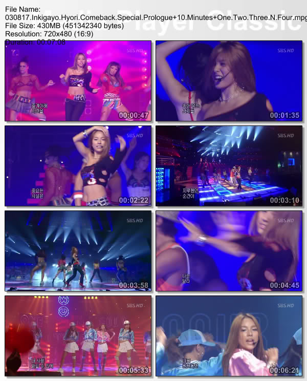 [030817] Hyori - 10 Minutes & 123n4 [430M/mpg] 030817InkigayoHyoriComebackSpecialP