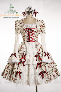 Gothic-Lolitas Cutie_Lolita_Shirring_Patch_Lacing_Front_Full_Roses_Dress_Headdress_DR00104_01