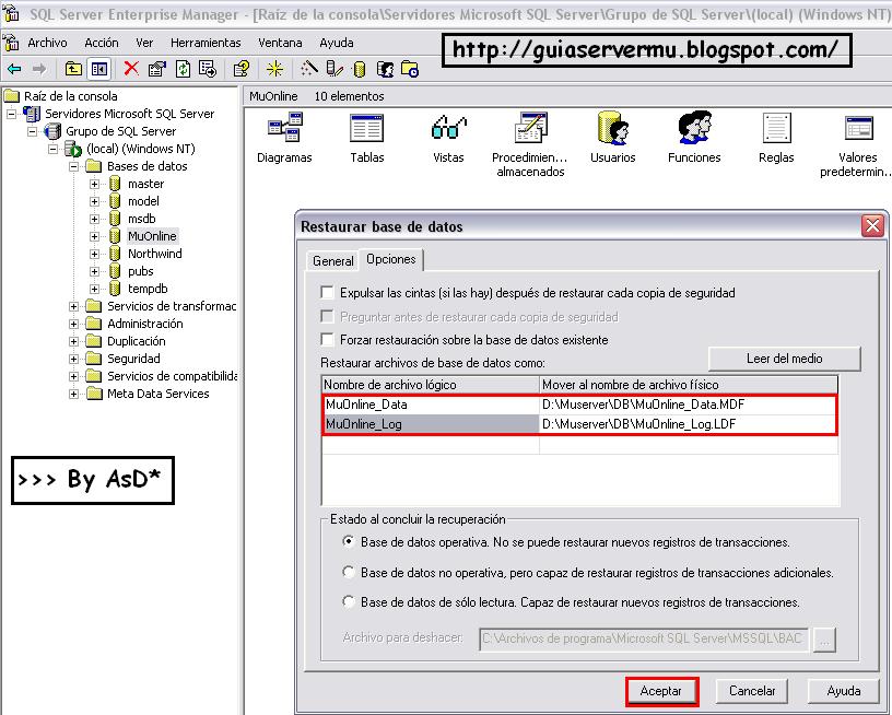 Crear y Restaurar Base de Datos SQL 2000 1