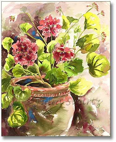 Sujet abstrait Geranium_flower_watercolor_painting_L