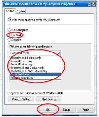 Cara menyembunyikan drive pada windows explorer Win5