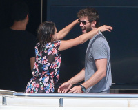 Nina Dobrev and Asustin Stowell enjoy the ocean off the cost the French Riviera (July 26) JsNMaLUt