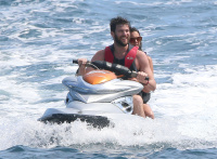 Nina Dobrev and Asustin Stowell enjoy the ocean off the cost the French Riviera (July 26) B1WipYku