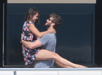 Nina Dobrev and Asustin Stowell enjoy the ocean off the cost the French Riviera (July 26) DDm3M1sb
