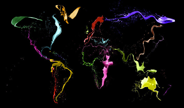 خرائط مجنونة لعالمنا المجنون وكما يقولون الجنون فنون World-map-abstract-paint