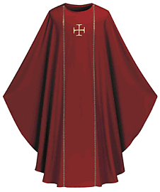 Sminaire secondaire 11 - Paramentiques et costumes ecclesiastiques Chasuble-rouge