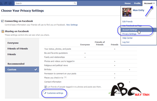 Thiết lập riêng tư trong Facebook Fblimit3