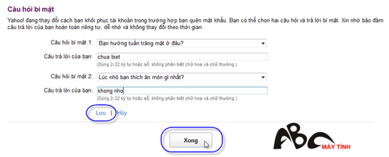 Thiết lập khôi phục mật khẩu cho tài khoản Yahoo! Yhreset4