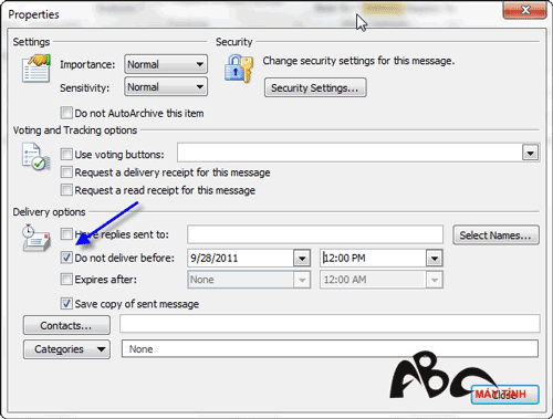 Thủ thuật Microsoft Outlook 2010: Hẹn giờ để gửi thư Outlookde2