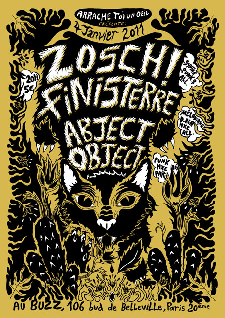 04/01/11 ZOSCH!+FINISTERRE+ABJECT OBJECT à Paris 04jan11_buzz