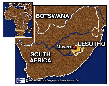 2011 | MW | Lesotho | Nomasondo Mphakisoane  Lesotho-map