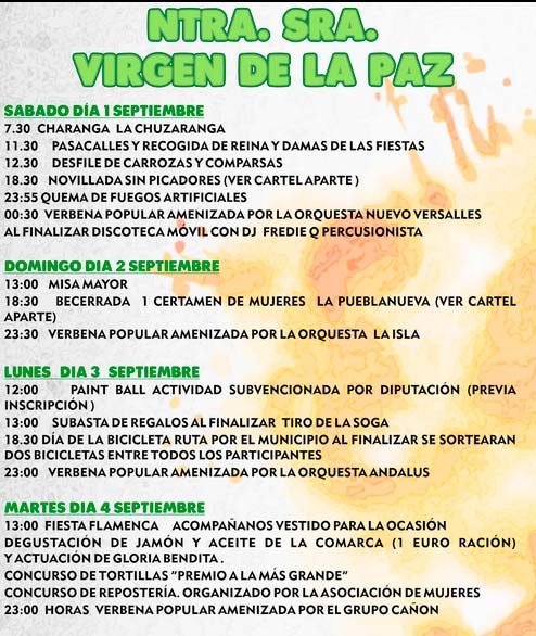 Programa de las fiestas en honor de la Virgen de la Paz en La Pueblanueva (del 1 al 4 de Septiembre de 2018) Pueblanueva18_1