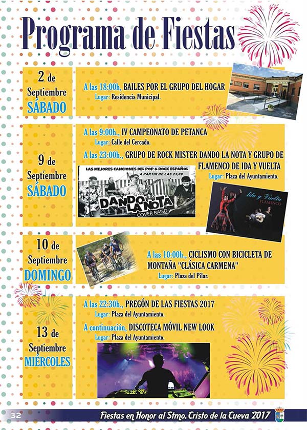 Fiestas Carmena 2017. Programa de fiestas en honor al Stmo. Cristo de la Cueva 2017 Carmena_2