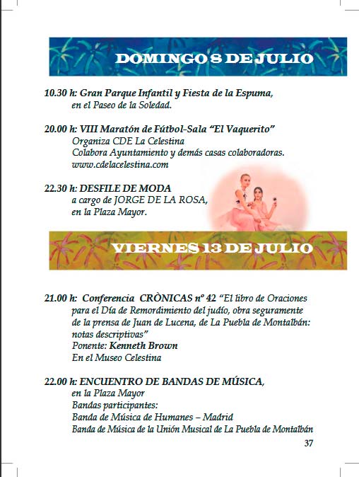 Programa de las fiestas 2018 en honor al Stmo. Cristo de la Caridad en La Puebla de Montalbán (del 15 al 18 de julio) Fiestaspueblamonta2