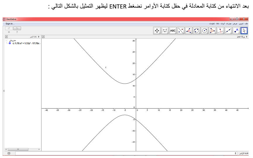 إيجاد الاختلاف المركزي للقطع الزائد بالجيوجبرا Index.2