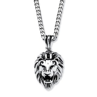 Norruth Kisasi Mwindaji Neno-Buscotti-Stainless-Steel-Mens-Lion-Necklace-P16228068