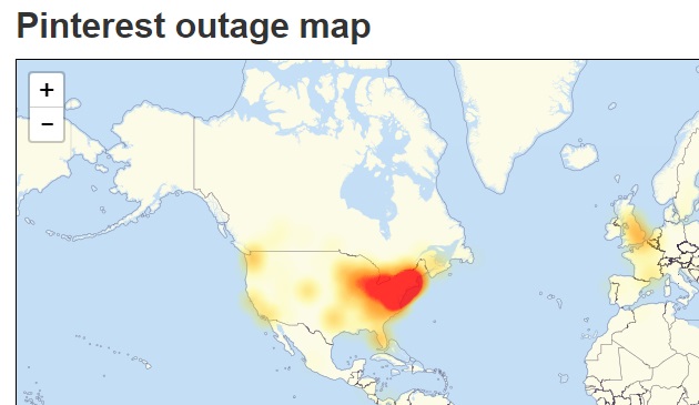 East Coast Under Cyber Attack, Massive Outages Reported Across A Variety Of Platforms OctPinterestOutageMap