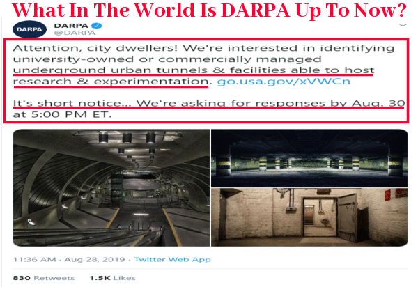 With 'The Secret City' At China Lake In California No Longer Available For Advanced Weapons Research And Testing, What Does DARPA Know That We Don't Know?   Darpa_tweet