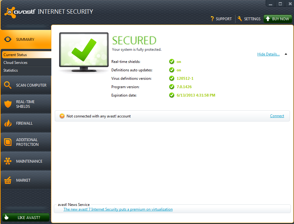 Share key avast! Internet Security & Pro Antivirus 2