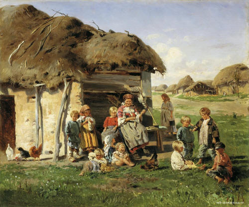 فنون روسيا و سحر الواقعية  Makovskiy_vladimir_peasant_children_1890