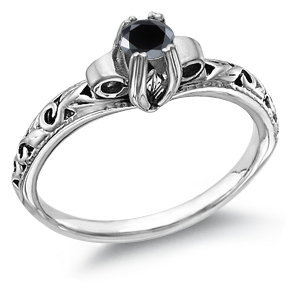 خواتم بالون الاسود Vintage-art-deco-black-diamond-engagement-ring