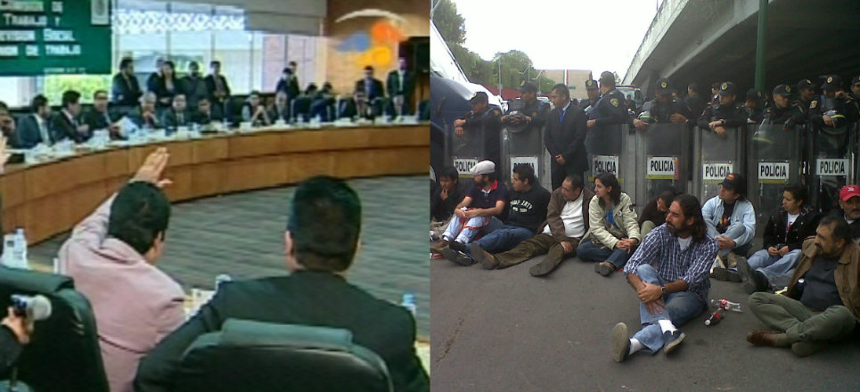 Inicia discusión de reforma laboral, manifestantes bloquean San Lázaro Collage-sesiones