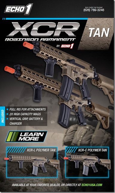 Echo1 XCR AEG Fully Licensed Robinson Armament  XCR-C-and-XCR-L-in-Tan-Flyer-by-Echo1-USA_thumb