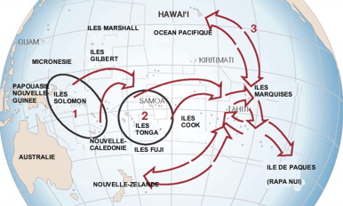 Les migrations polynésiennes et événements fondateurs vu par la génétique 1-s2.0-S1878622710001025-gr3