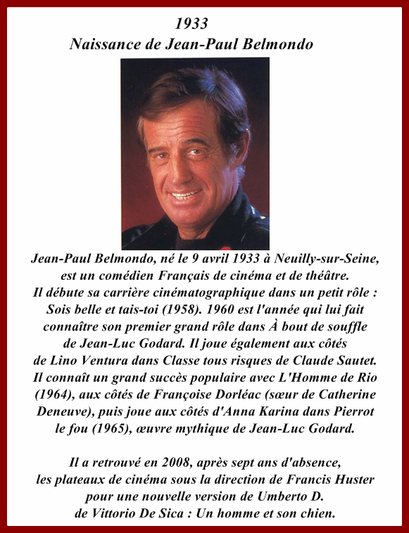 Ephéméride du....(toutes les années,personnages,pays..historiques,décès...) Auj-belmondo