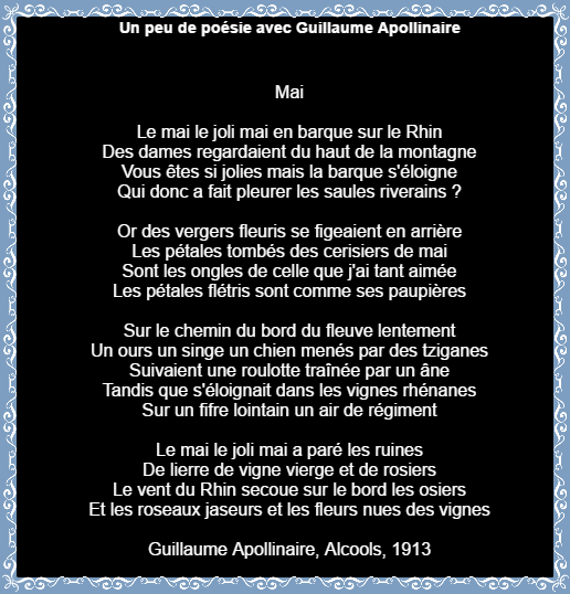 "Mai - Guillaume Apollinaire - " Poeme-mai