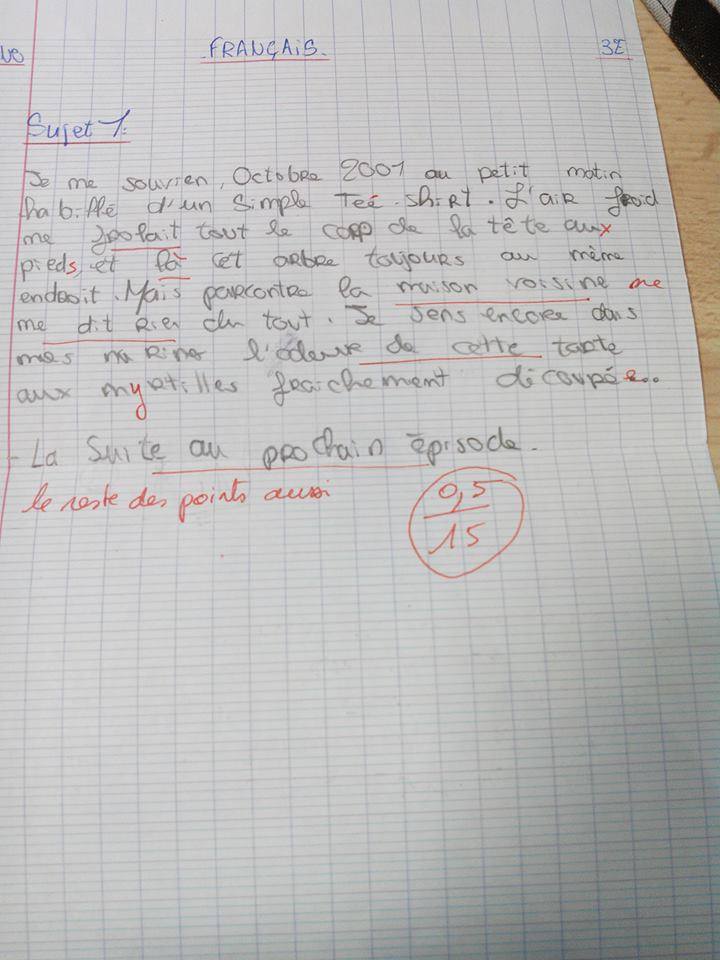 MOTS D'EXCUSE SCOLAIRES (HUMOUR) Profanotation