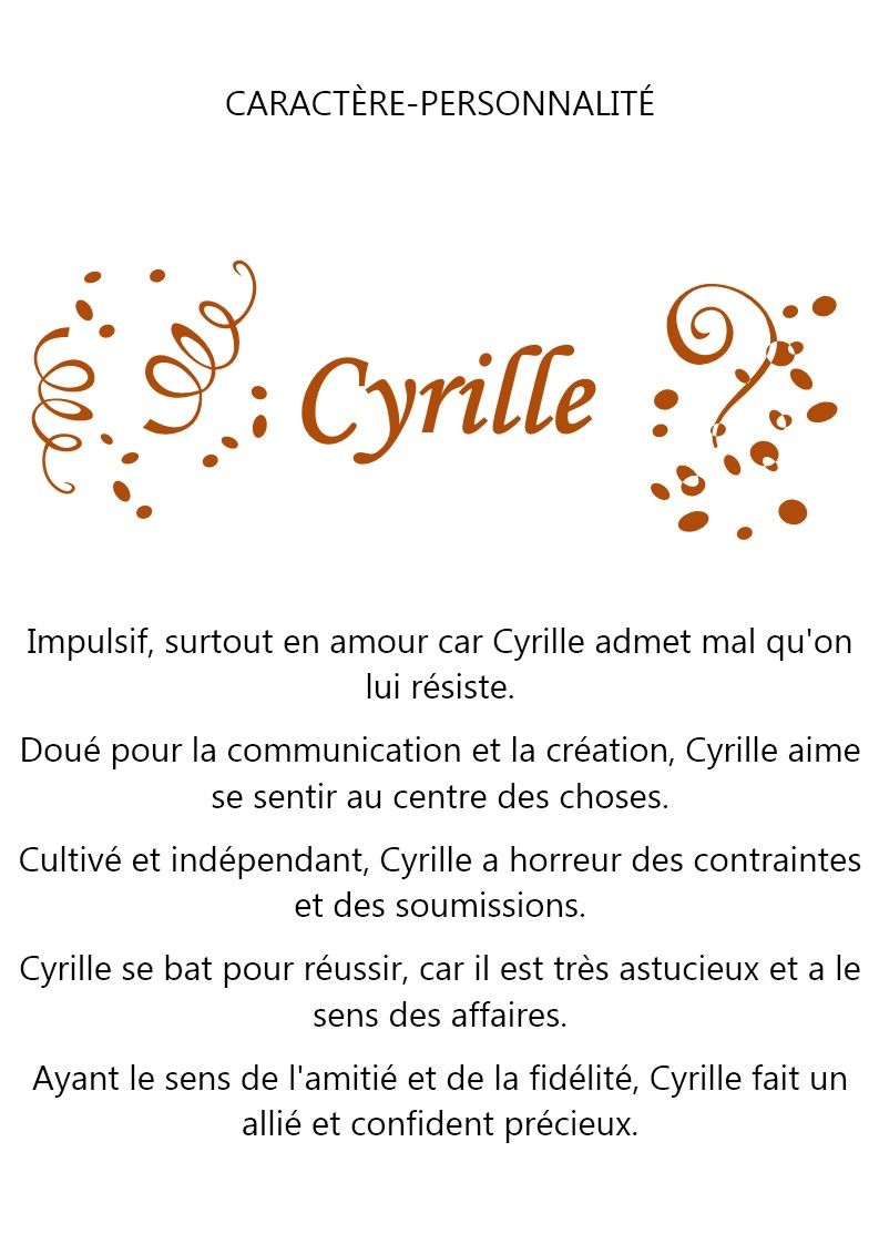 SAINT DU JOUR (caractère & personnalité) Stcyrille