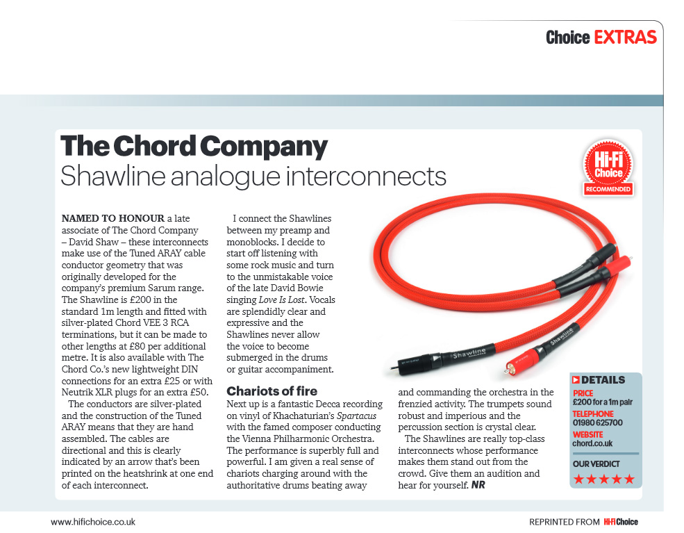 Chord Shawline Analogue RCA Interconnect 2 Meter Avcorp_chord_shawline_rca_2