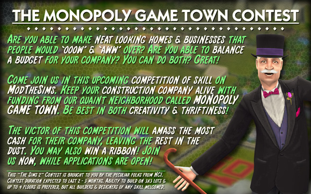 "The Monopoly Game Town" Building Contest of 2016 TMTC2016AD010640