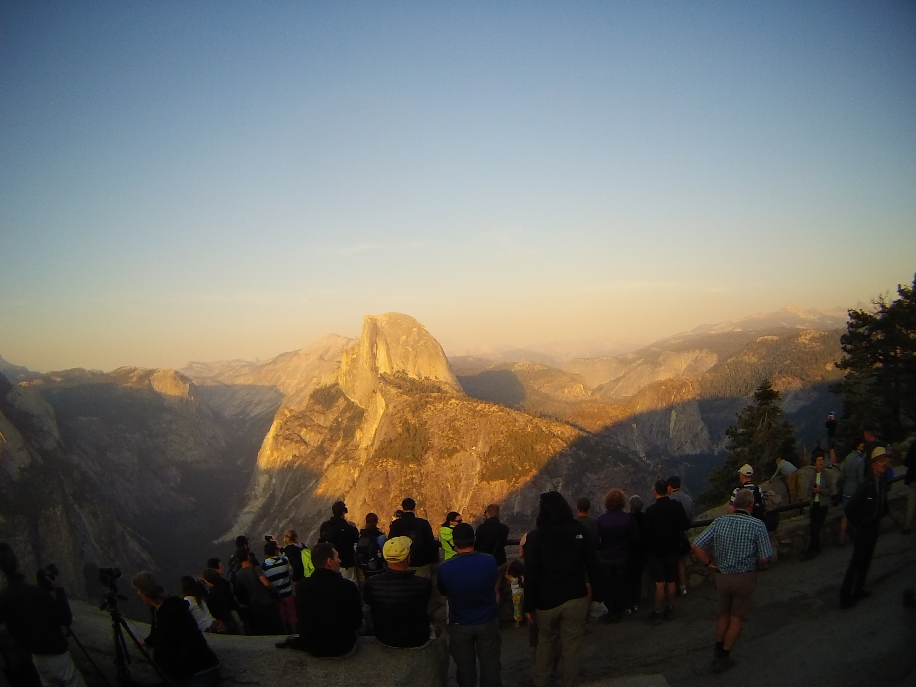 yellow light on Half Dome