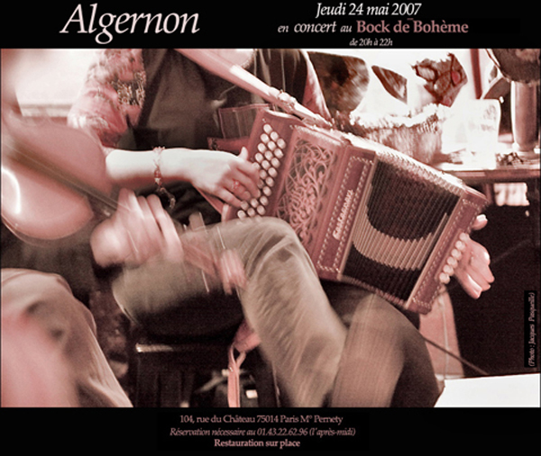 Algernon : concert le 24 mai au Bock de Bohme 75014 Alg3