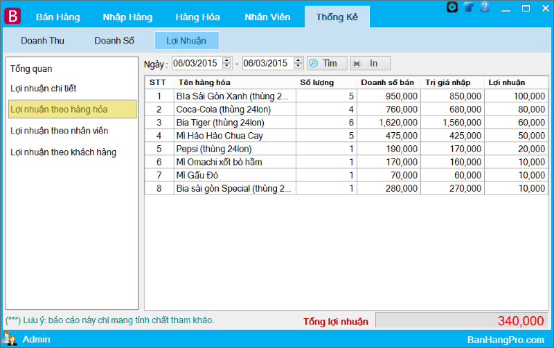 Phần Mềm Quản Lý Bán Hàng và Công Nợ BaoCaoLoiNhuan