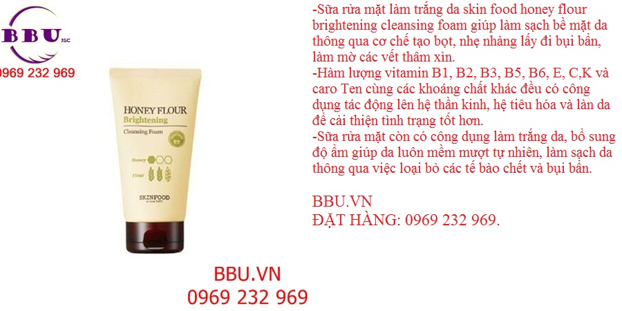 Nước hoa, mỹ phẩm:  Q70004503_sua-rua-mat-lam-trang-da-skin-food-honey-flour-brightening-cleansing-foam_550