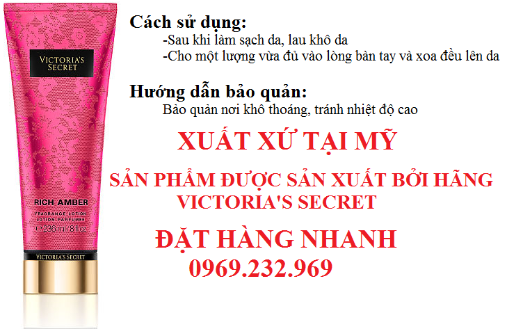 Nước hoa, mỹ phẩm: Dưỡng thể nước hoa Victoria's Secret Rich Amber Fragrance Lot Duong-the-nuoc-hoa-victorias-secret-rich-amber-fragrance-lotion-236-ml-cua-my-2