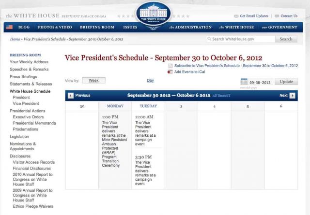 Why is the White House Schedule Empty? Vp