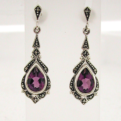 GRAND BAL DE FIN D ANNEE 1976 Boucles-oreilles-amethyste-147-marcassites-bijou-de-style-ancien-f